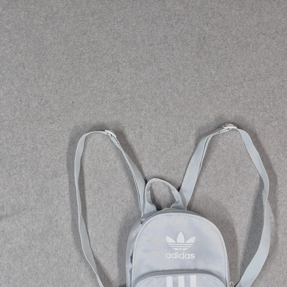 Adidas Women Bag XS Gray Backpack Santiago Trefoil Strap Canvas READ
